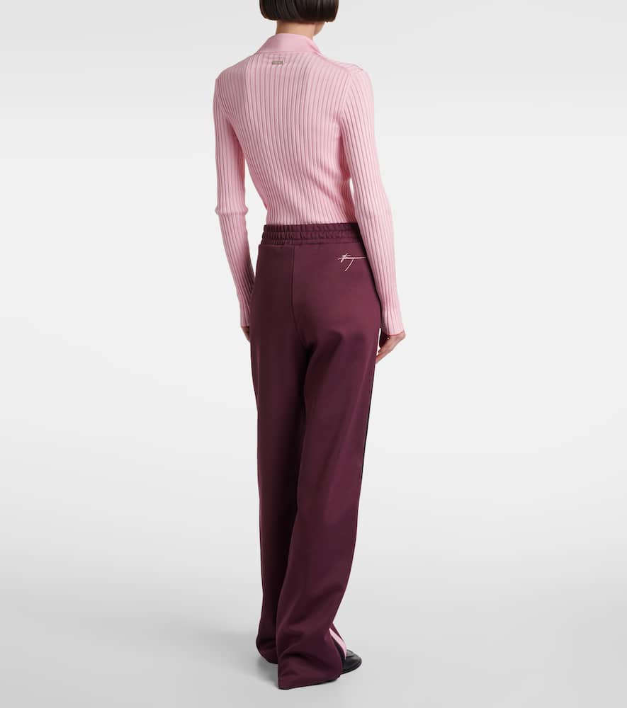 Ferragamo Reversible Jersey Track Pants In Burgundy