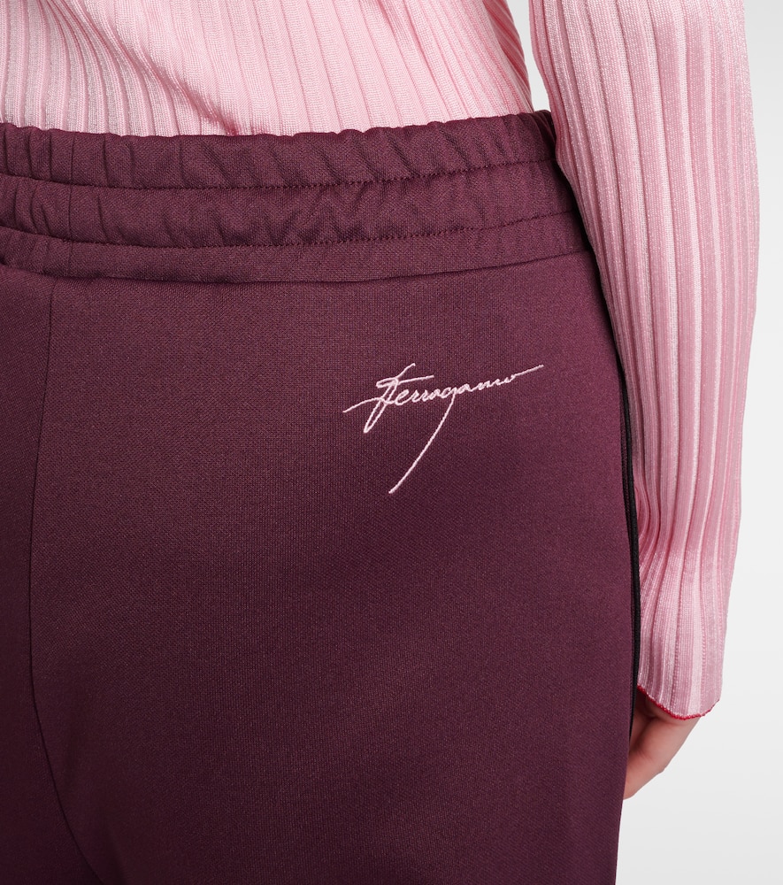 Ferragamo Reversible Jersey Track Pants In Burgundy