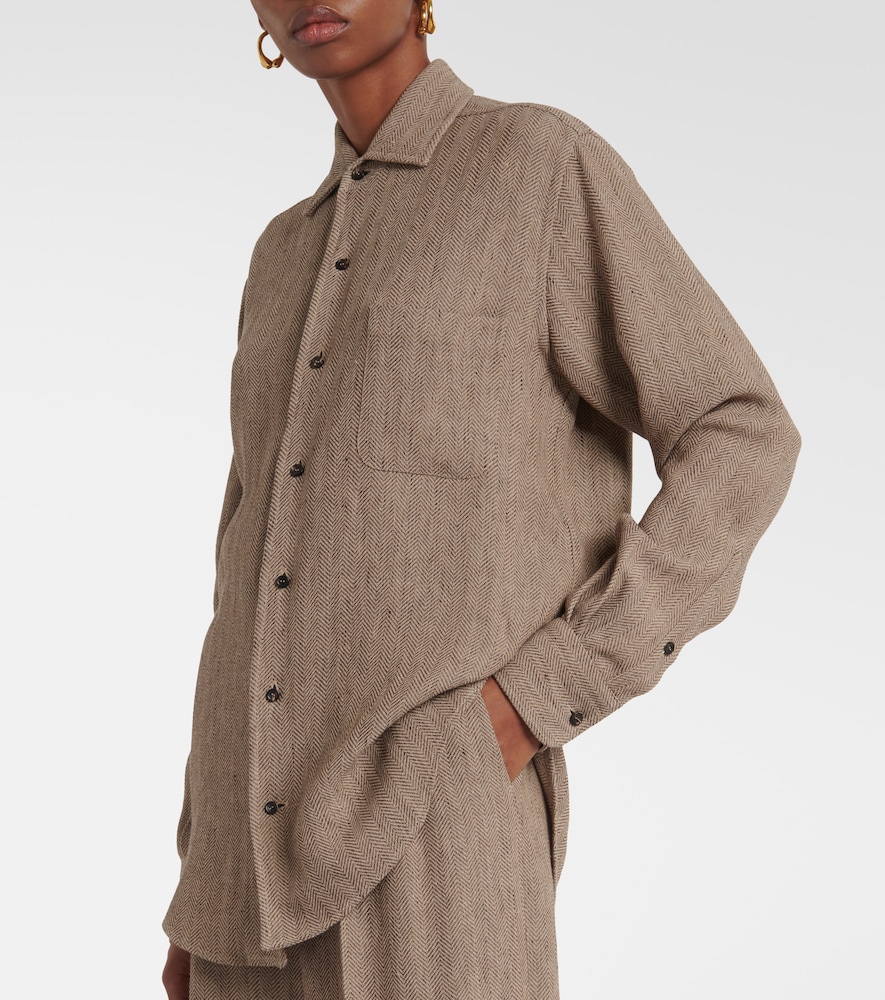 André Chevron Linen Crêpe Shirt