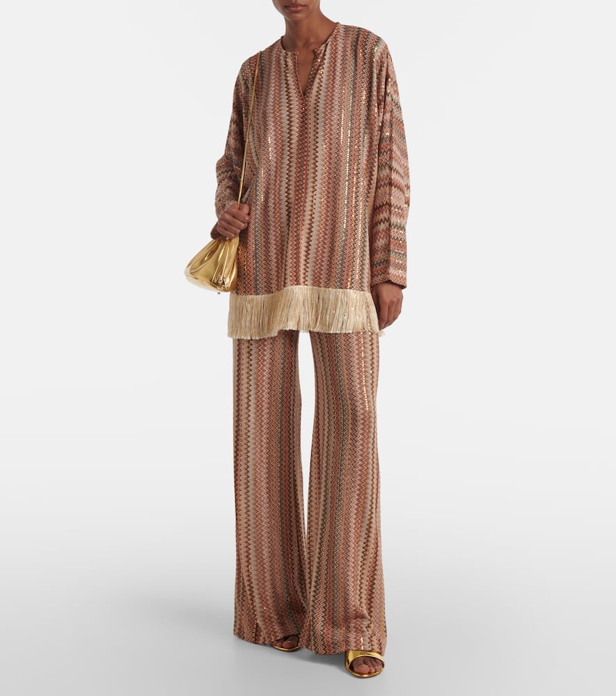 Missoni Zigzag Fringed Lamé Blouse In Multicoloured