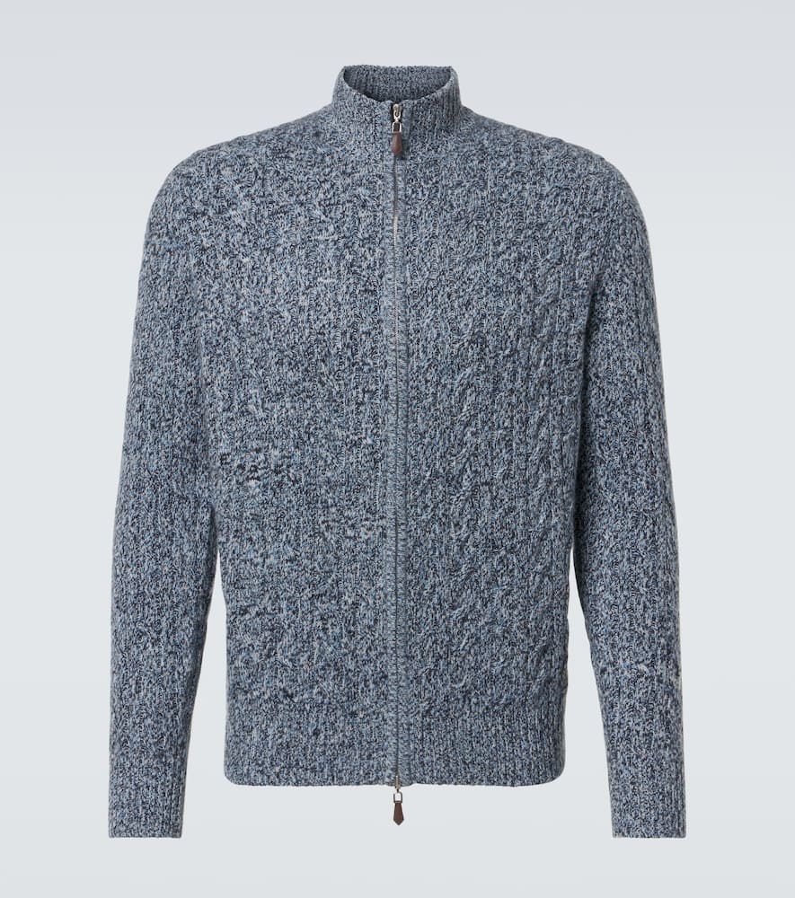 Regent cable-knit cashmere zip-up sweater