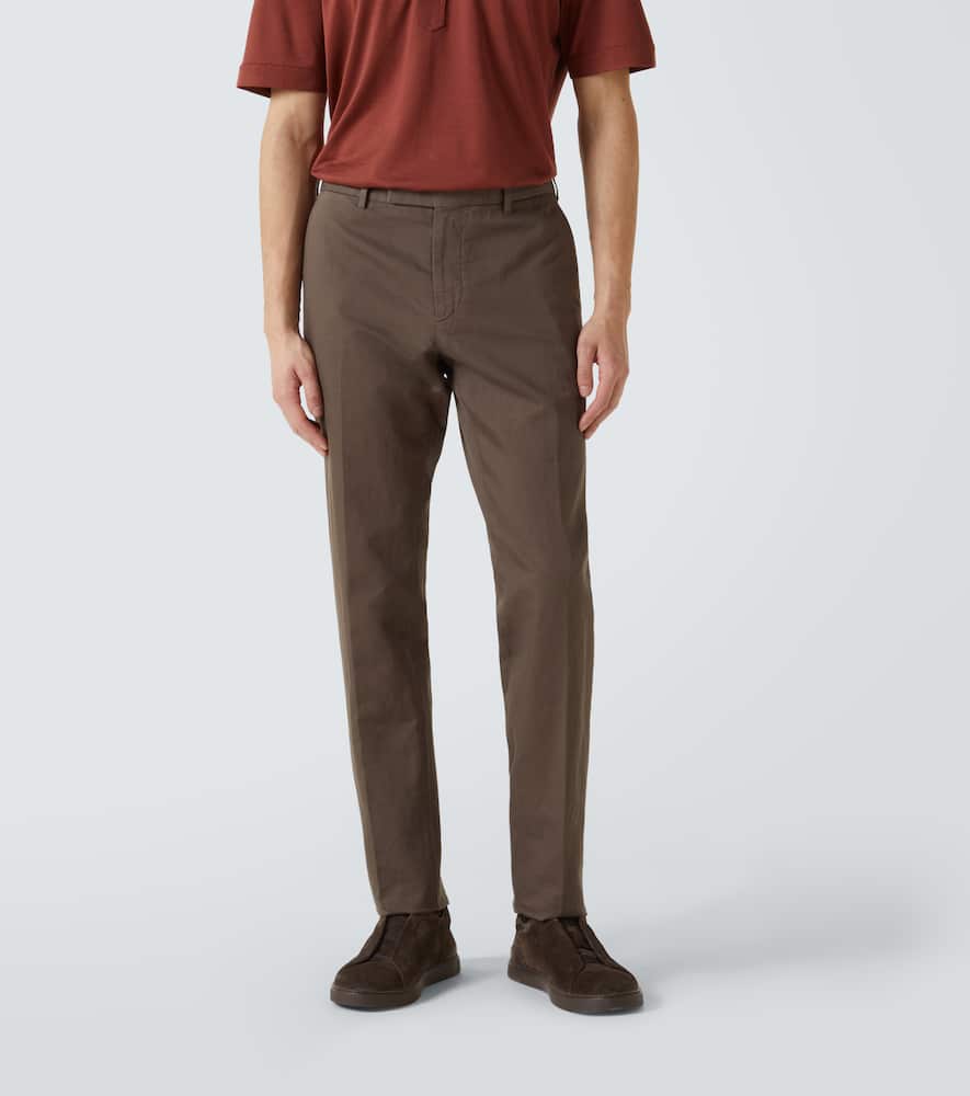 Zegna Cotton And Linen Pants Clothing In Brown