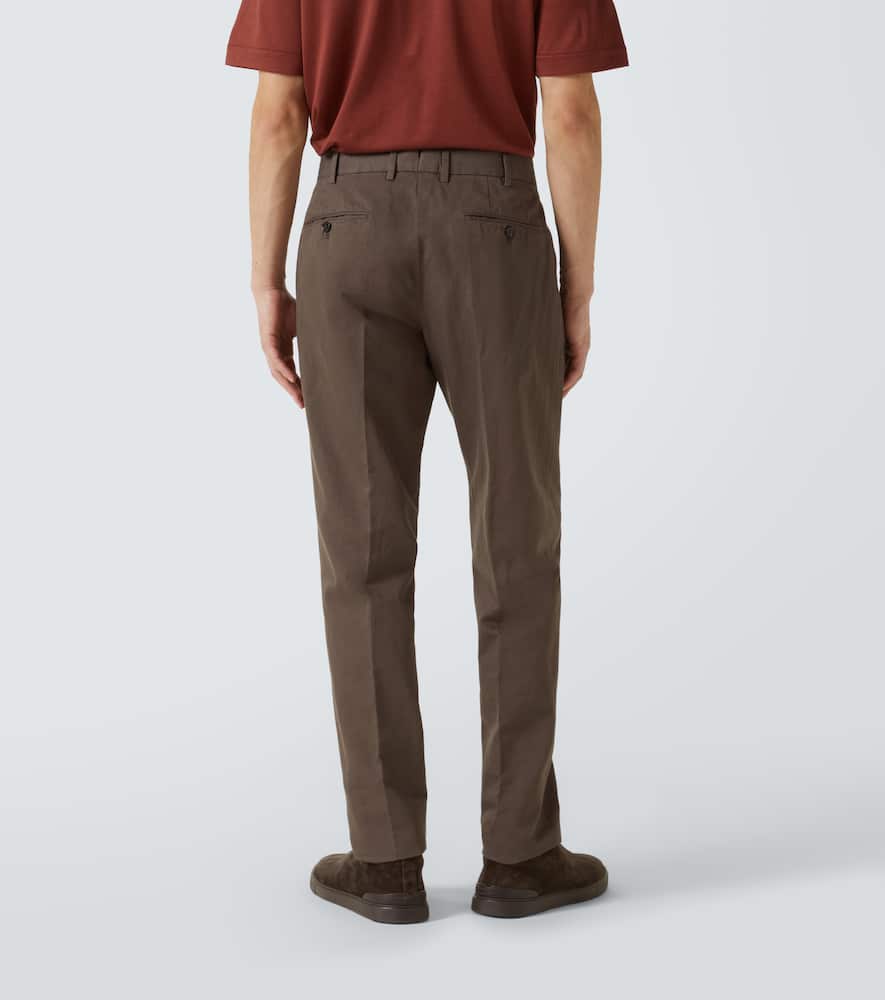 Zegna Cotton And Linen Pants Clothing In Brown