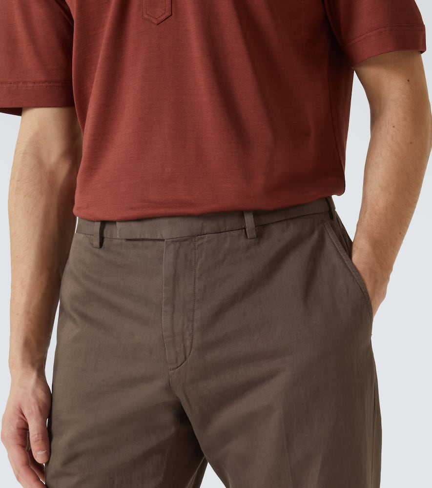 Zegna Cotton And Linen Pants Clothing In Brown