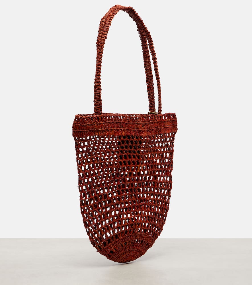 Chloé Summer Banana Small Raffia Tote Bag In Brown