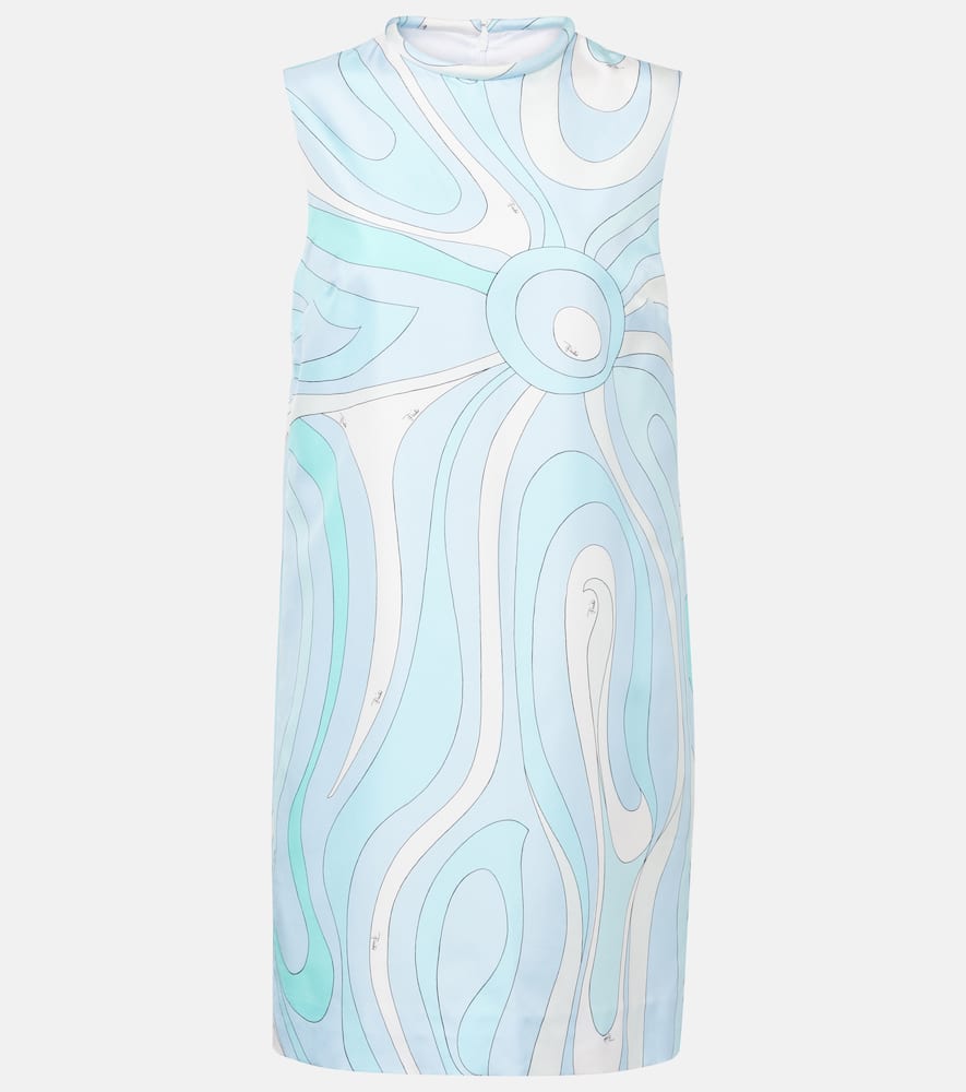 Pucci Marmo Silk Minidress In Blue