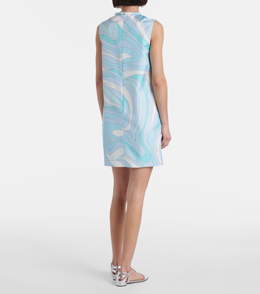 Pucci Marmo Silk Minidress In Blue