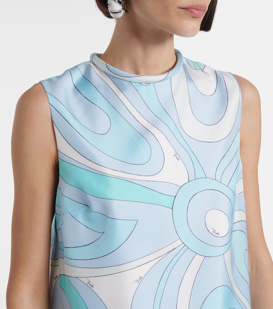 Pucci Marmo Silk Minidress In Blue