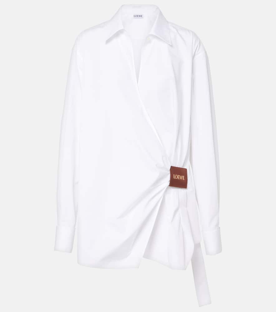 Loewe Draped Cotton Wrap Shirt With Collared Neck In White