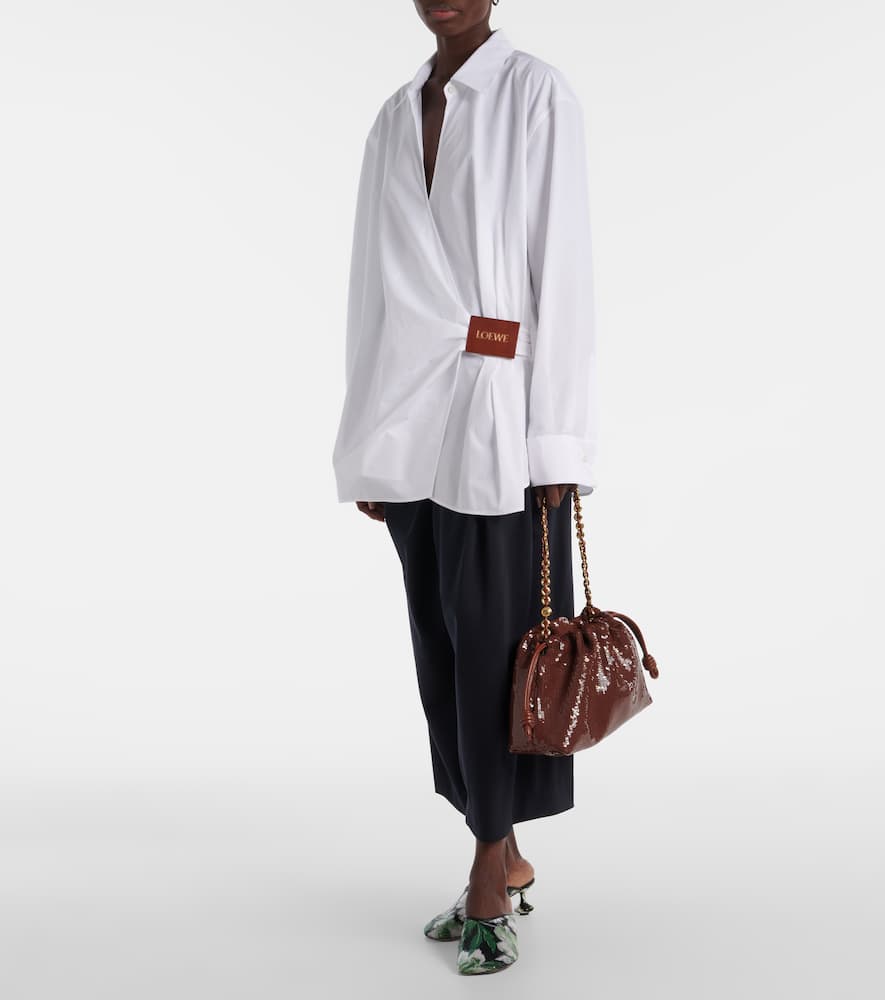 Loewe Draped Cotton Wrap Shirt With Collared Neck In White