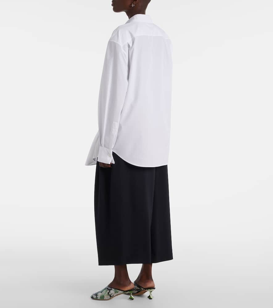 Loewe Draped Cotton Wrap Shirt With Collared Neck In White