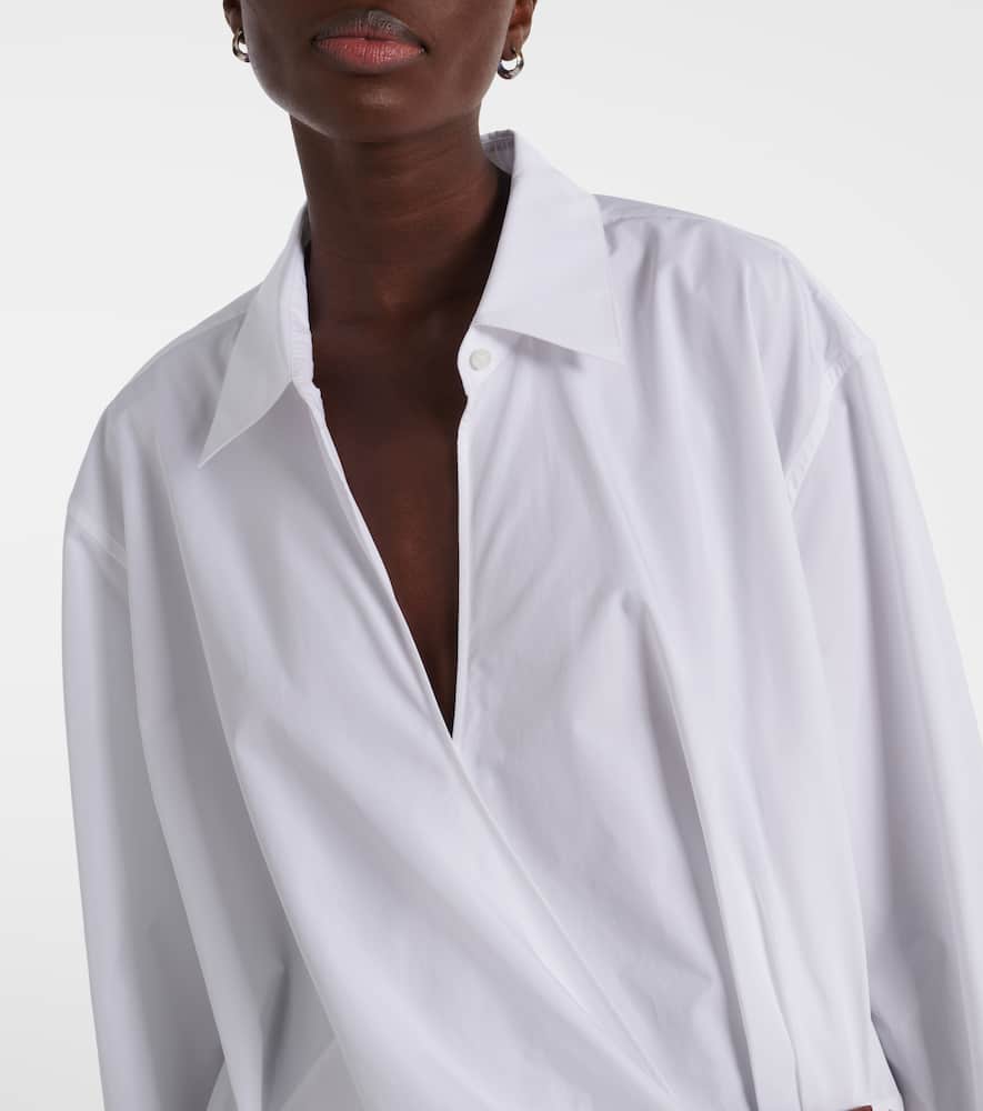 Loewe Draped Cotton Wrap Shirt With Collared Neck In White