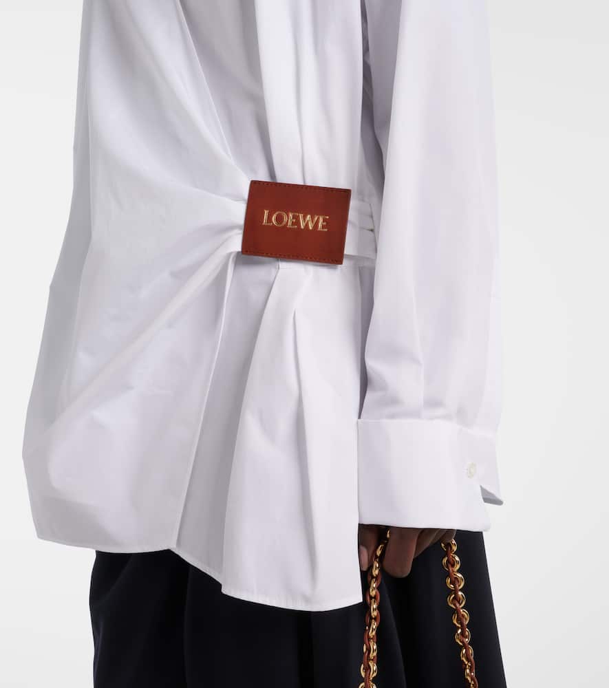 Loewe Draped Cotton Wrap Shirt With Collared Neck In White