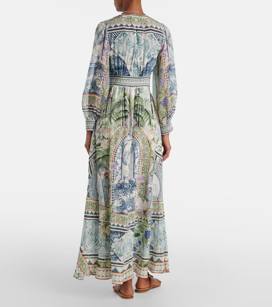 Shop Camilla Printed Silk Crêpe Maxi Dress In Multicoloured