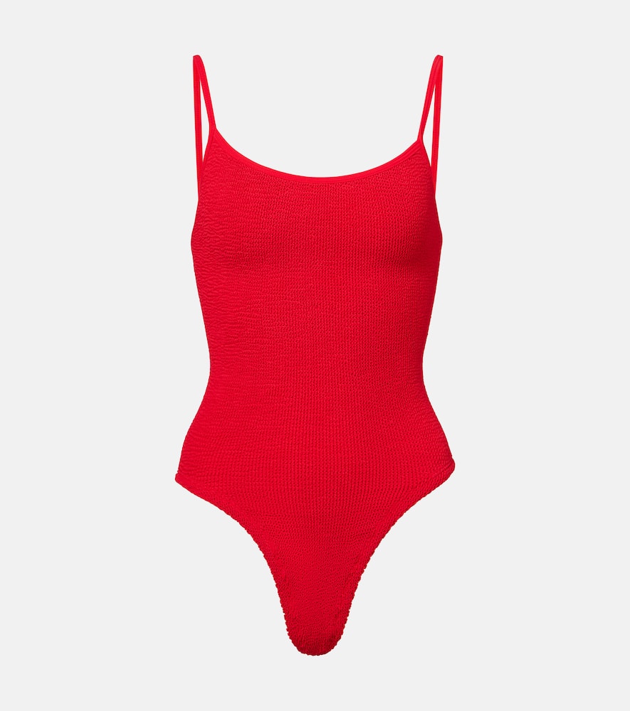 Hunza G Pamela Crinkle-texture Swimsuit In Red