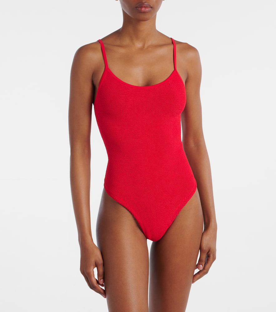 Hunza G Pamela Crinkle-texture Swimsuit In Red