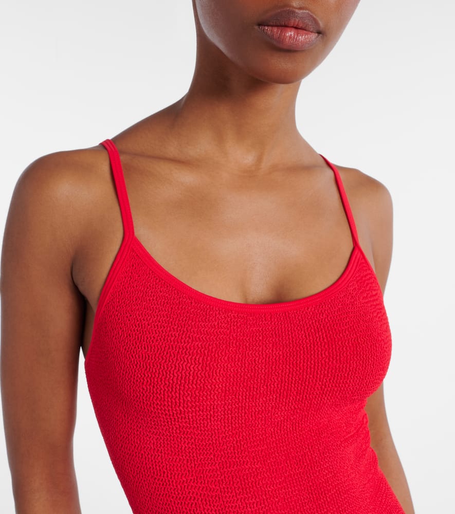 Hunza G Pamela Crinkle-texture Swimsuit In Red