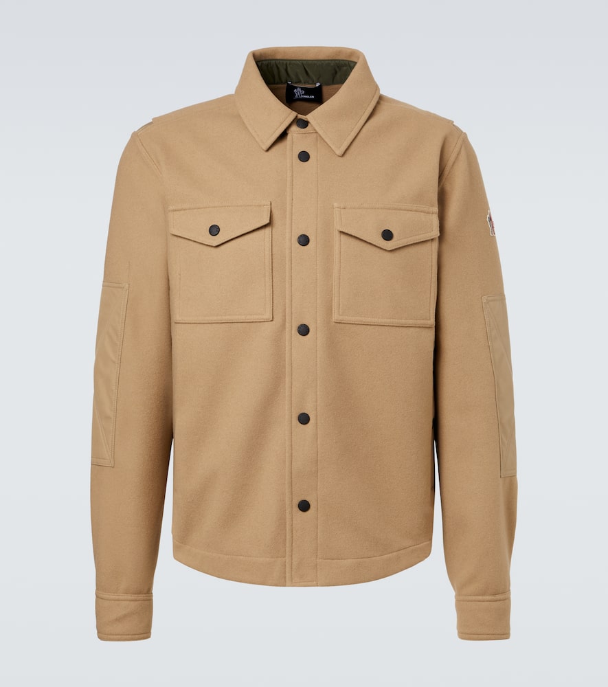 Moncler Brushed Jersey Snap-front Overshirt In Brown