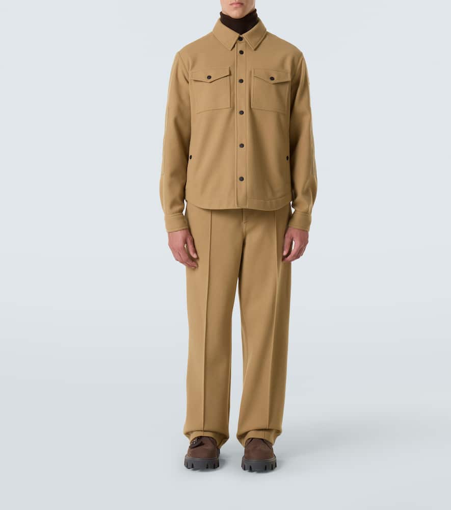 Moncler Brushed Jersey Snap-front Overshirt In Brown