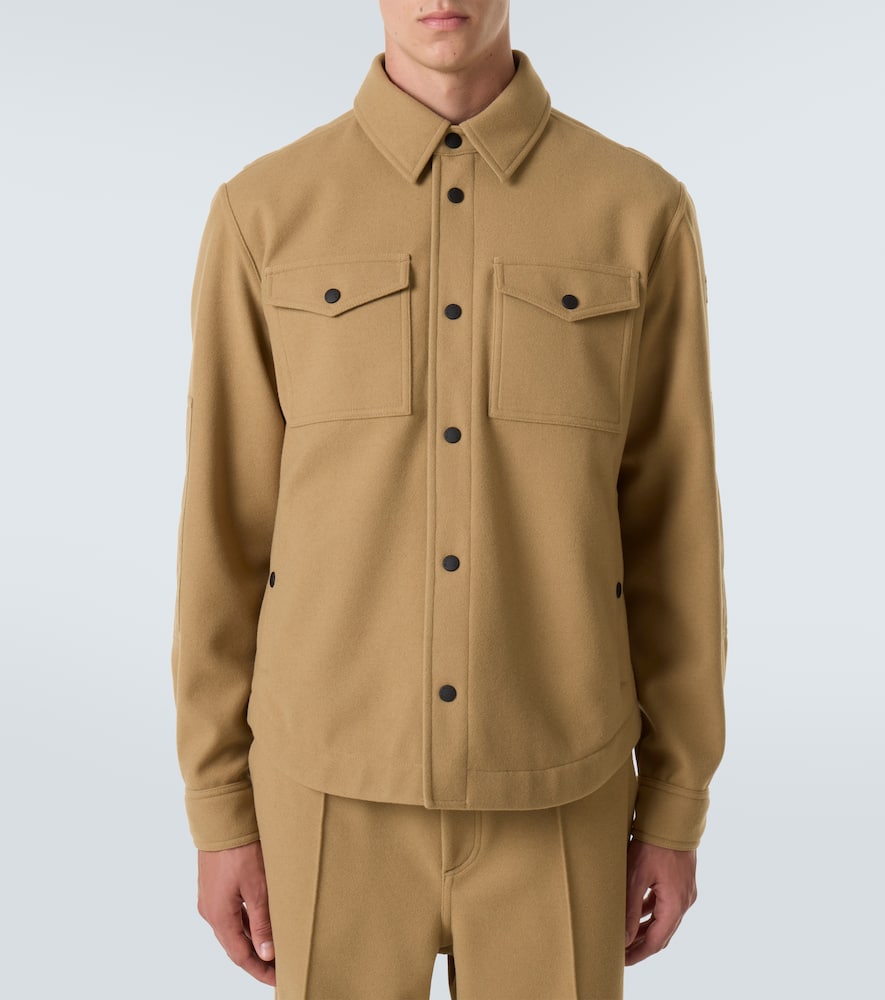 Moncler Brushed Jersey Snap-front Overshirt In Brown
