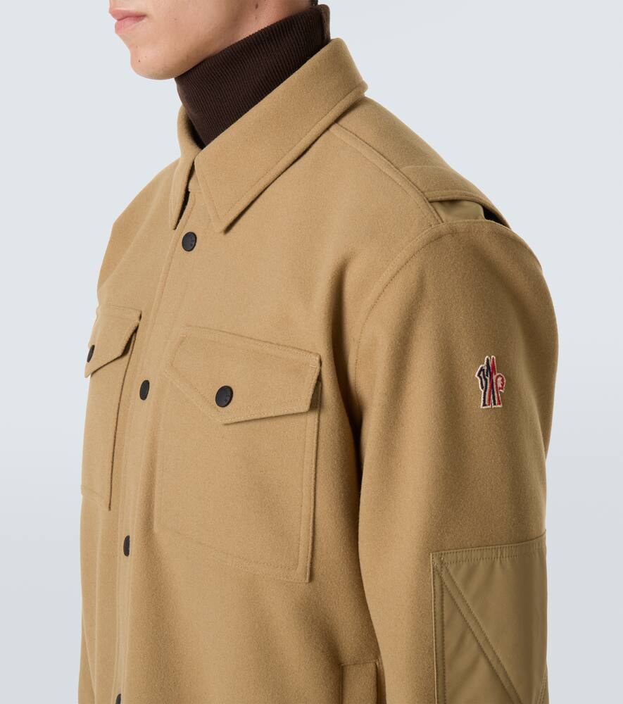Moncler Brushed Jersey Snap-front Overshirt In Brown