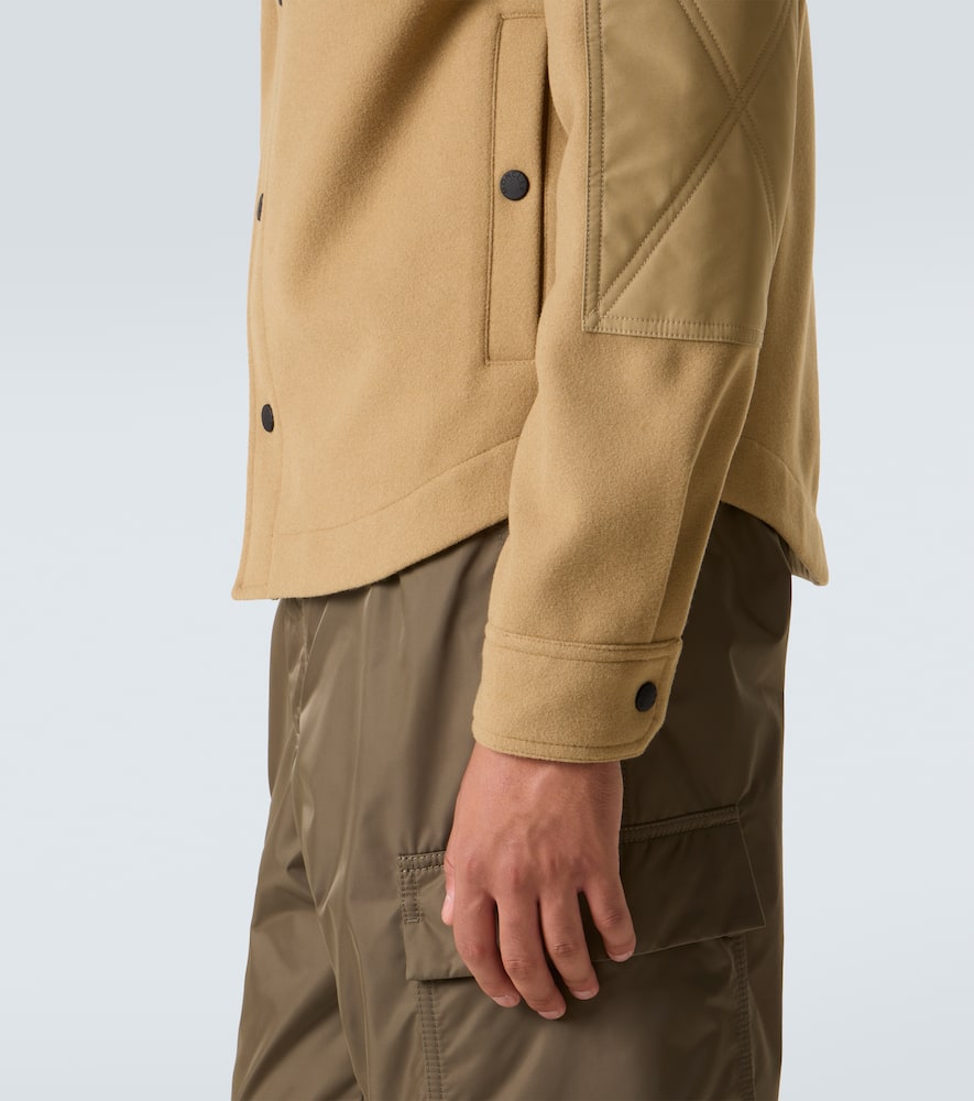 Moncler Brushed Jersey Snap-front Overshirt In Brown