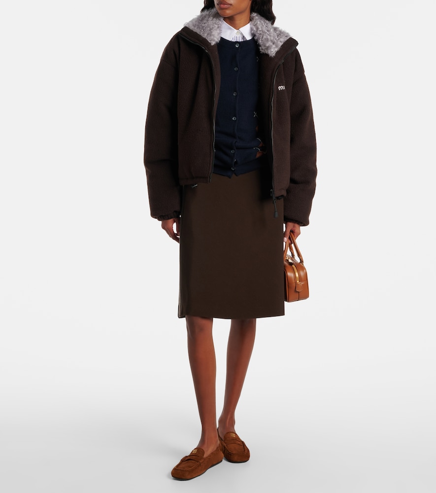  Miu Miu Miu Miu Logo Gabardine Bomber Jacket 