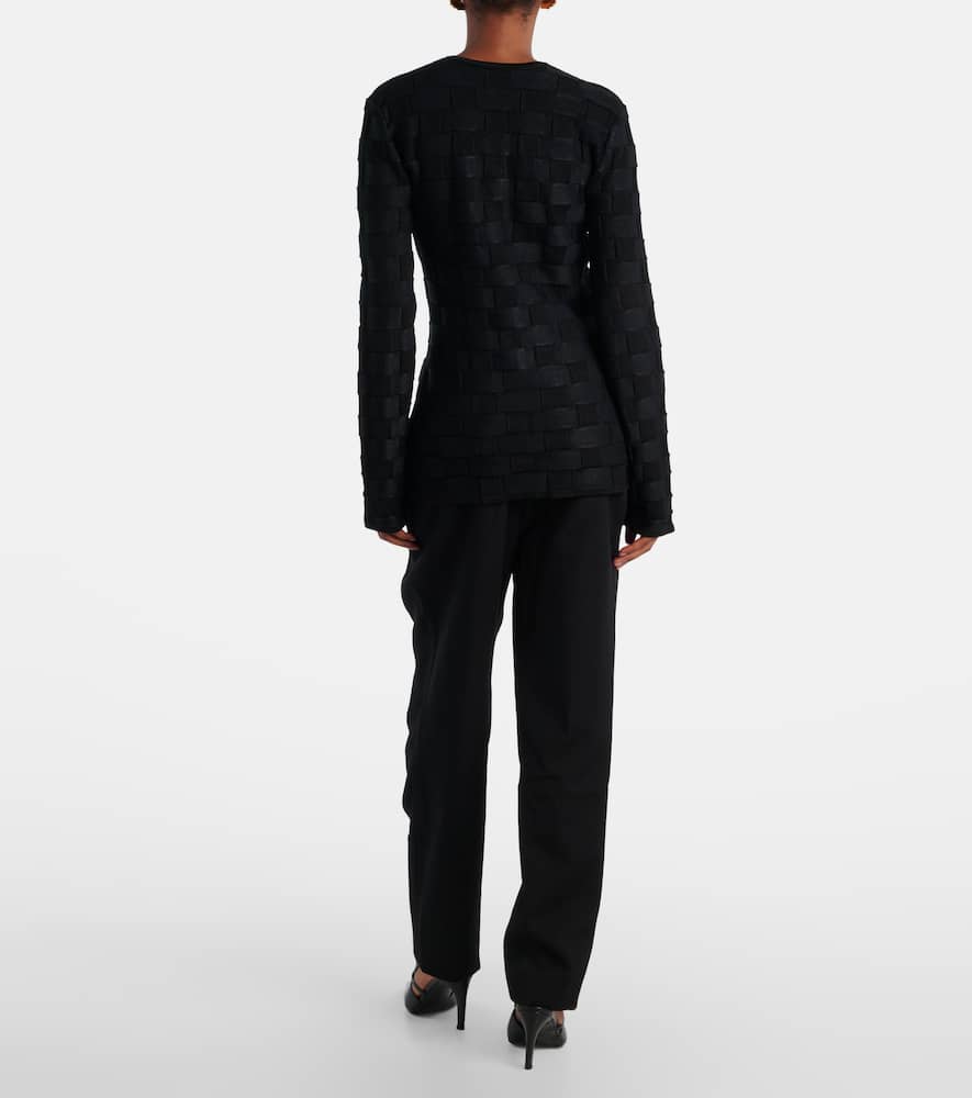 Tove Uma Check Jacquard-knit Cardigan In Black