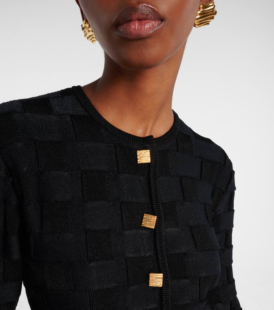 Tove Uma Check Jacquard-knit Cardigan In Black