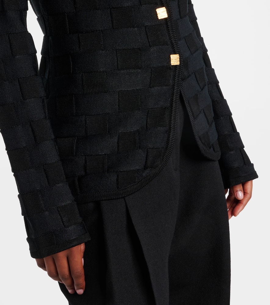 Tove Uma Check Jacquard-knit Cardigan In Black