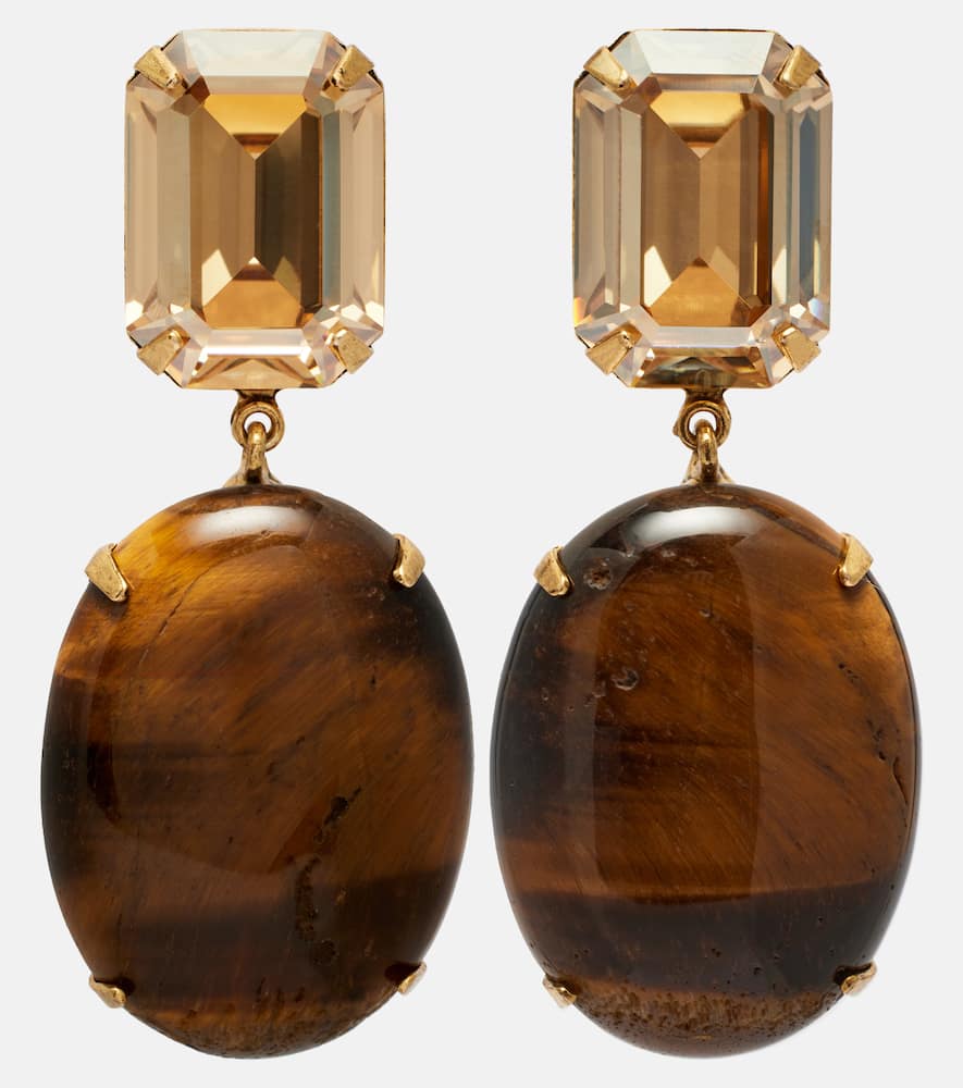 Jennifer Behr Xiomara Crystal-embellished Gold-plated Earrings In Brown