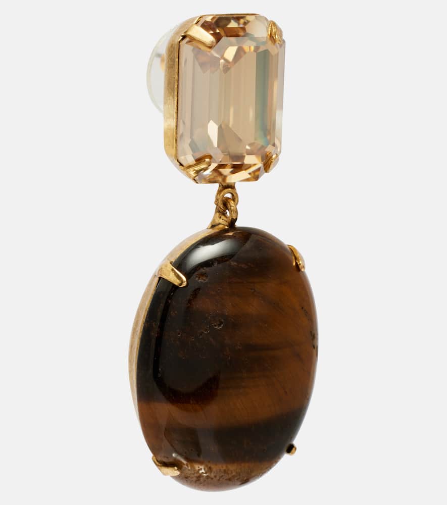Jennifer Behr Xiomara Crystal-embellished Gold-plated Earrings In Brown