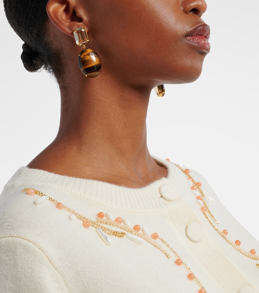 Jennifer Behr Xiomara Crystal-embellished Gold-plated Earrings In Brown