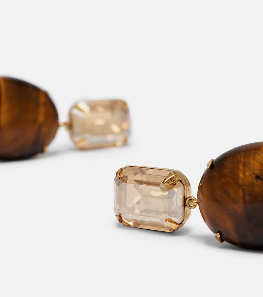 Jennifer Behr Xiomara Crystal-embellished Gold-plated Earrings In Brown