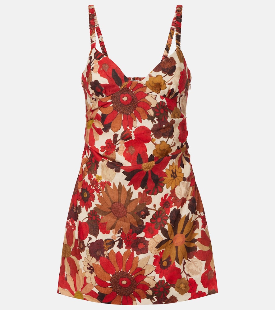 SIR Primrose floral linen minidress