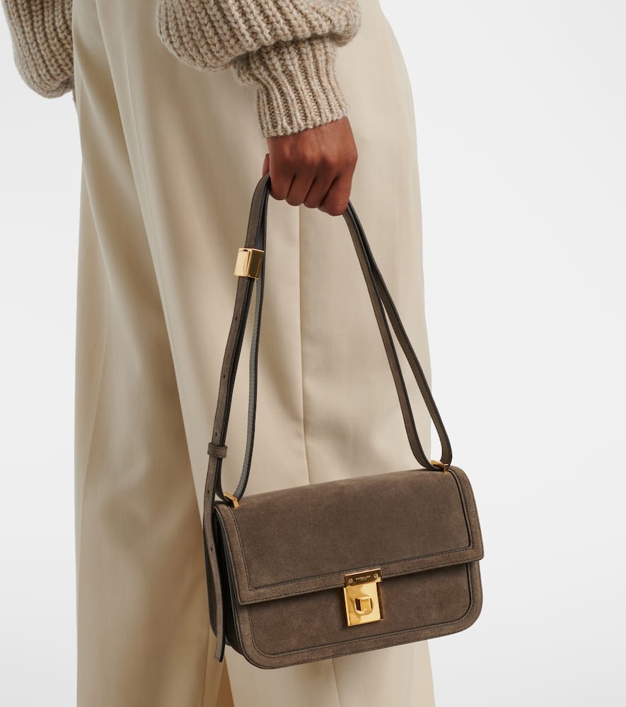 Demellier Schultertasche Paris Aus Veloursleder In Green