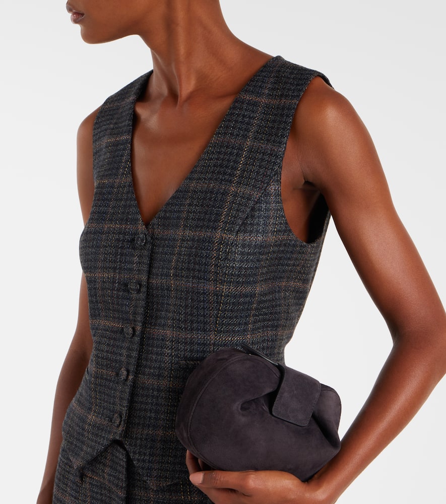 Gabriela Hearst Demi Suede Clutch In Gray