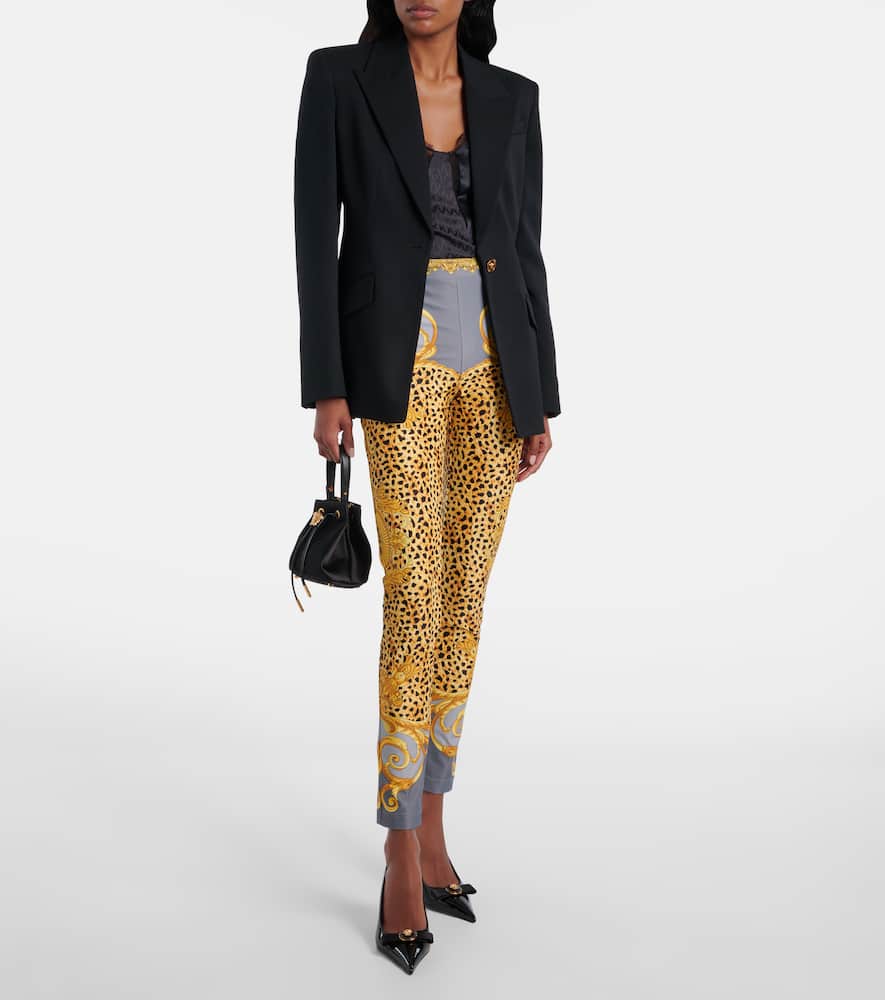 Versace Printed Jersey Leggings In Multi
