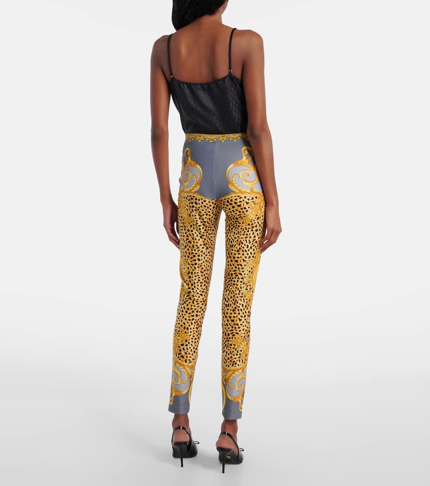 Versace Printed Jersey Leggings In Multi