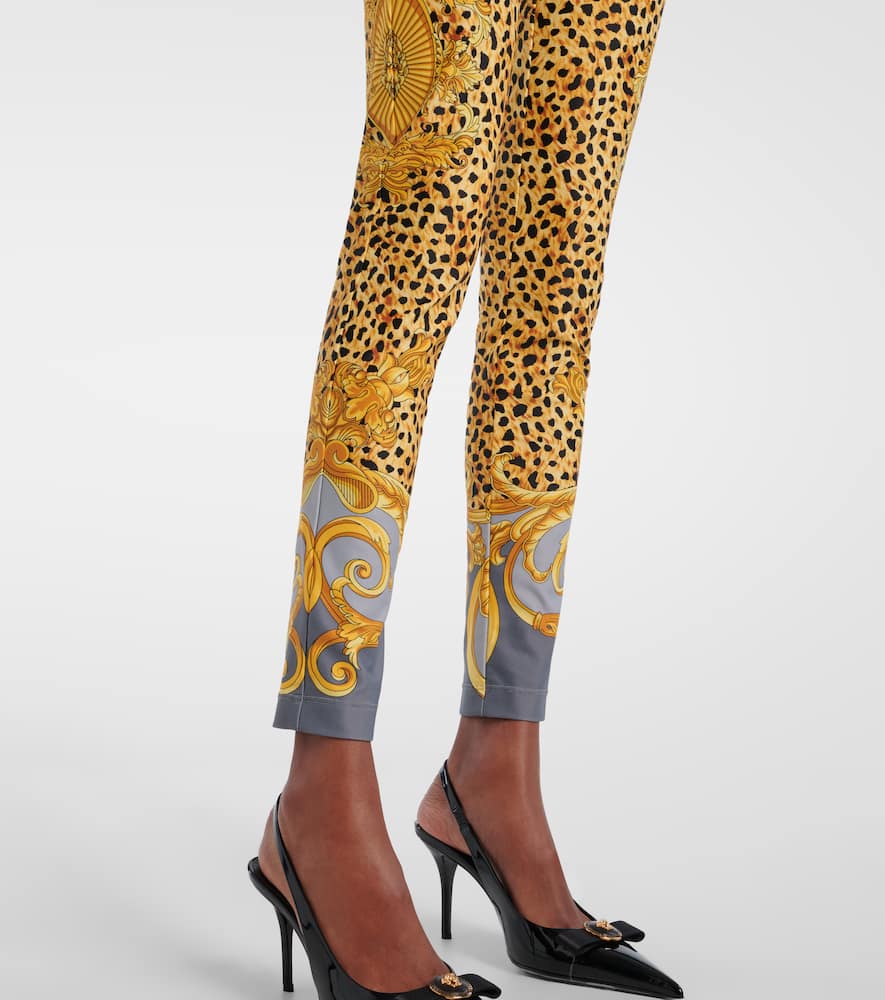 Versace Printed Jersey Leggings In Multi