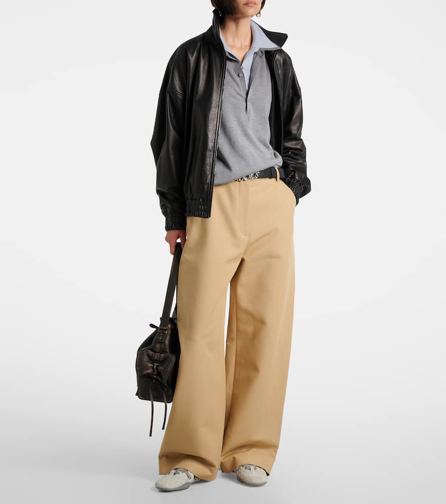 Acne Studios Cotton Satin Wide-leg Pants In Brown