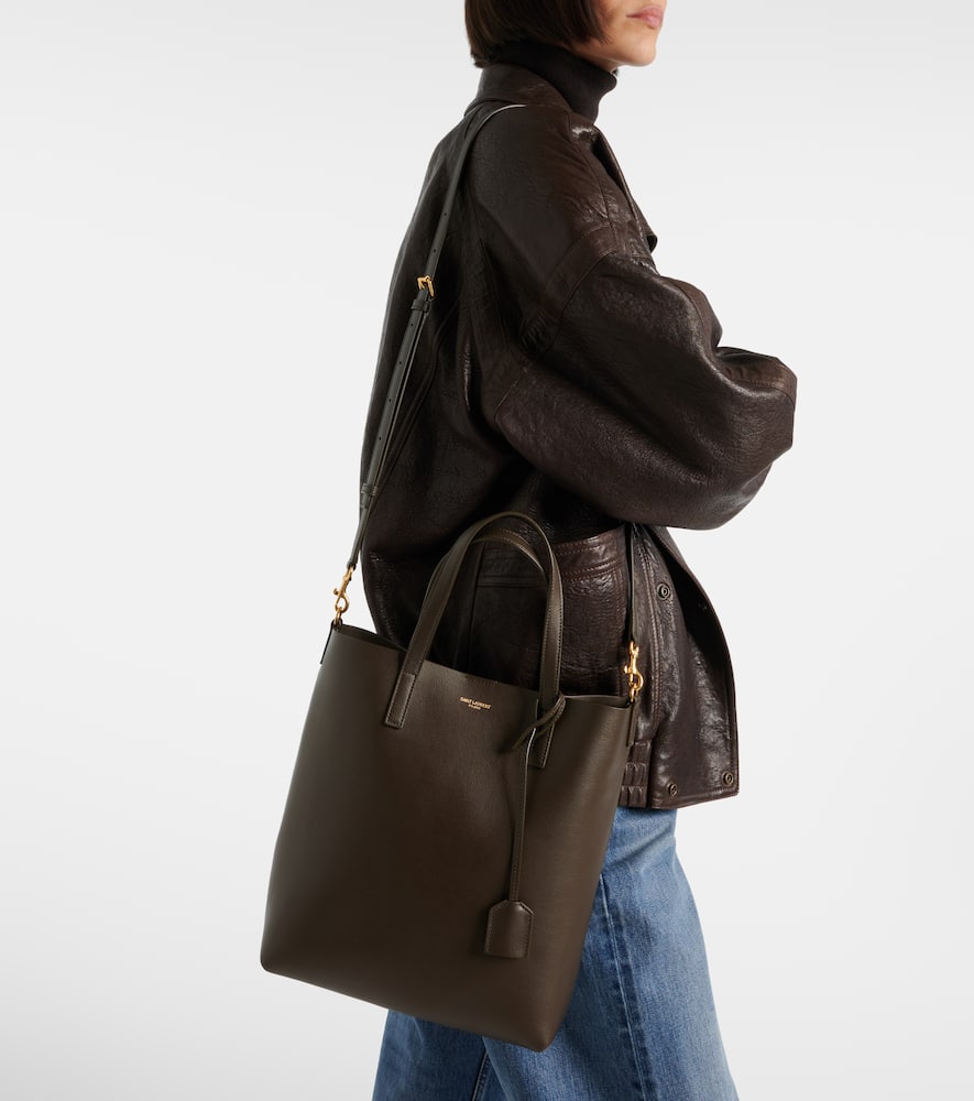 Saint Laurent Toy Shopping Leather Tote Bag In Green