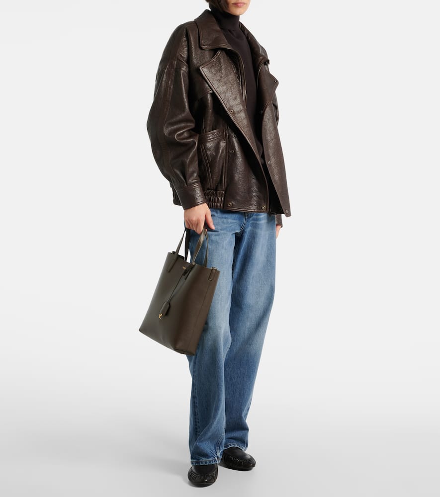 Saint Laurent Toy Shopping Leather Tote Bag In Green