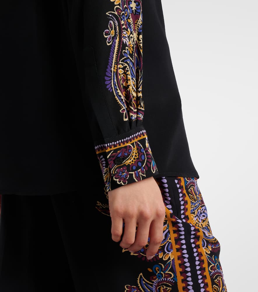 Etro Pointed Collar Silk Shirt In Multi