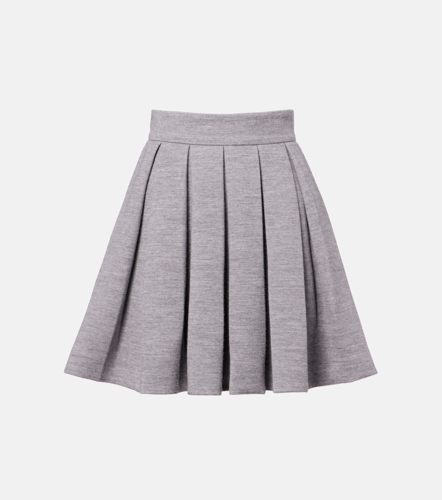 Balmain Pleated wool and cotton-blend miniskirt