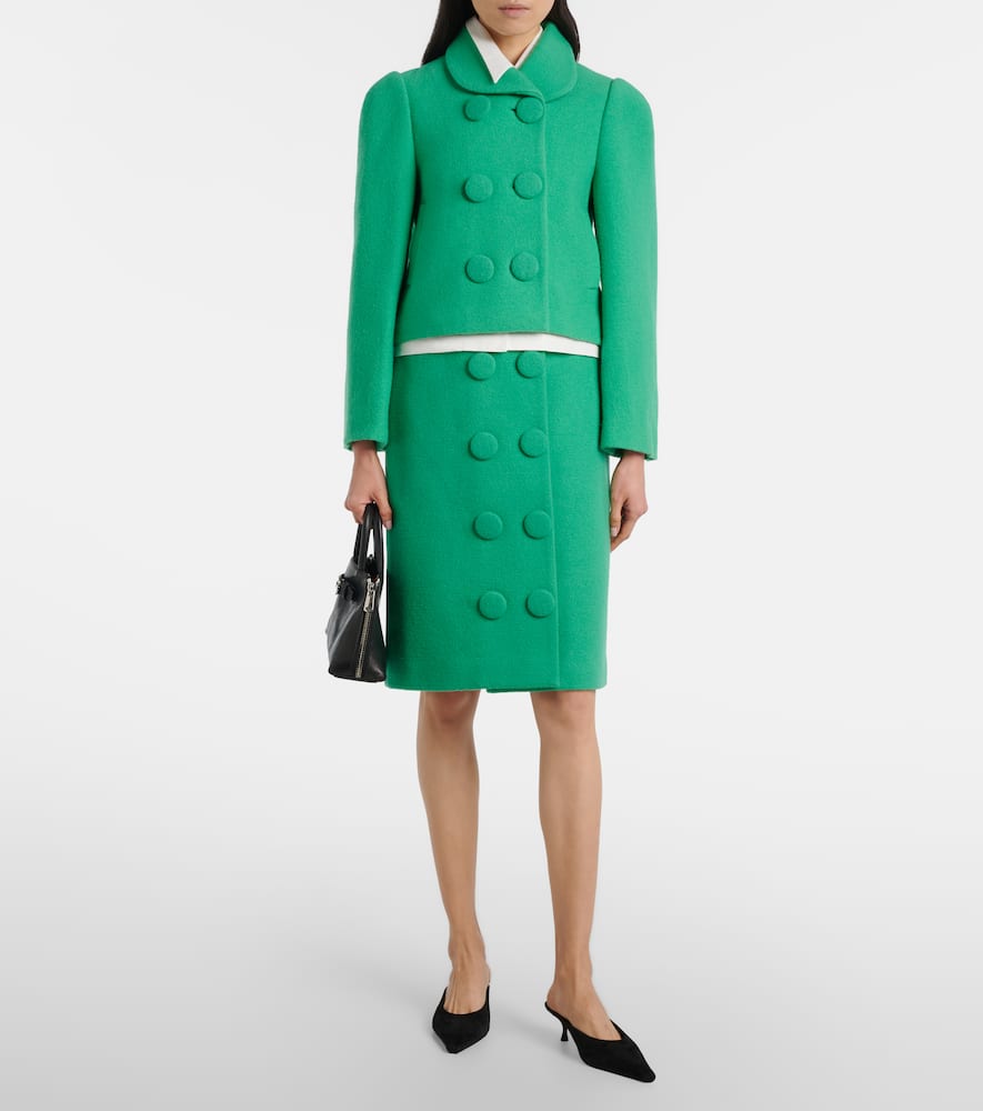 Shushu-tong Wool Pencil Skirt In Green