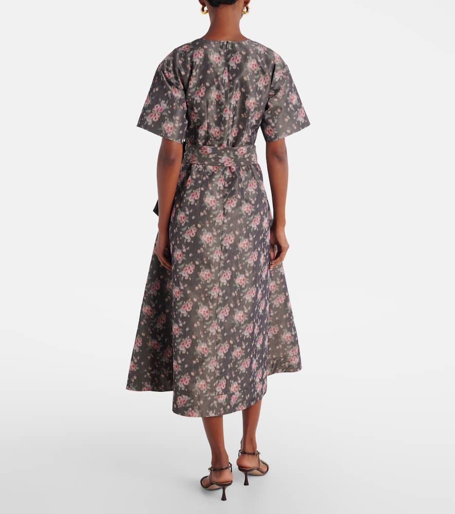 Markarian Lunetta Floral Taffetta Midi Dress In Gray