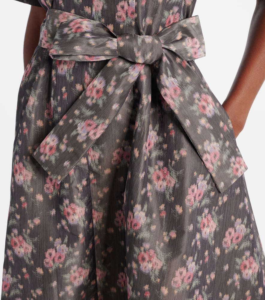 Markarian Lunetta Floral Taffetta Midi Dress In Gray