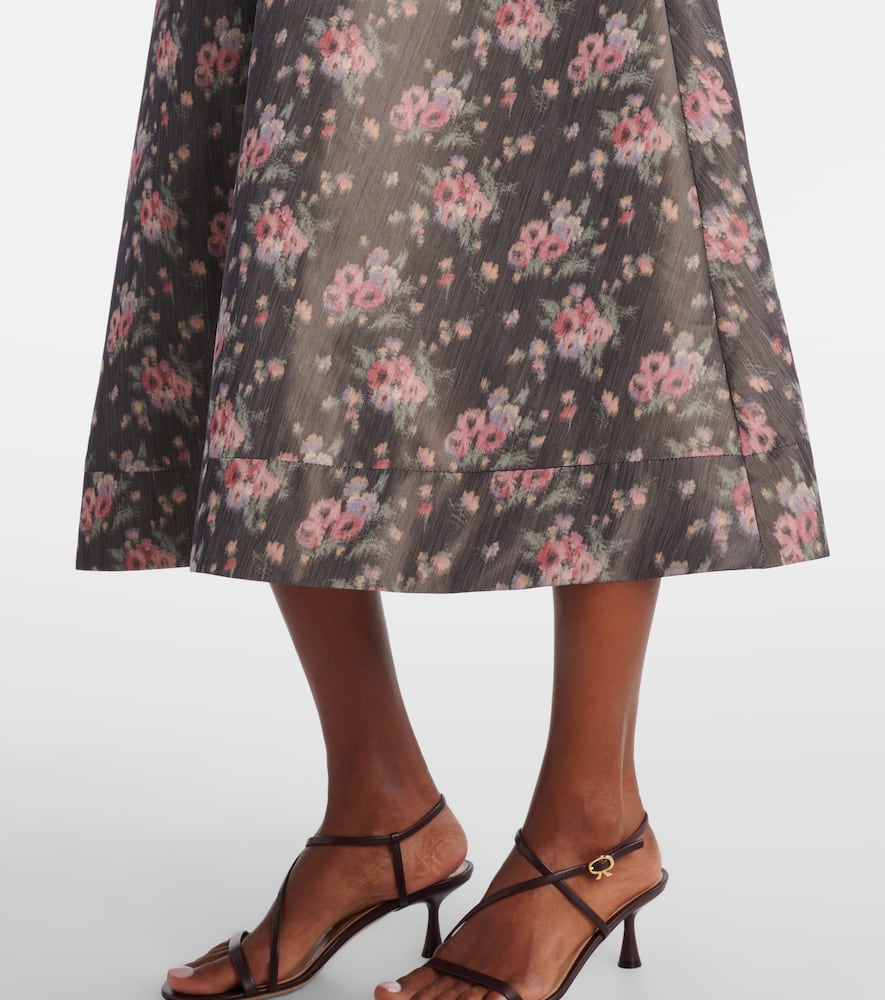 Markarian Lunetta Floral Taffetta Midi Dress In Gray