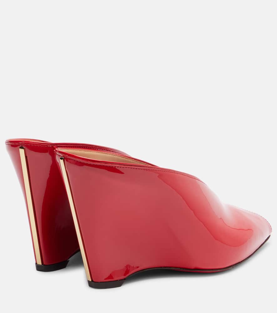 Ferragamo Alicia Patent-leather Wedge Mules In Red